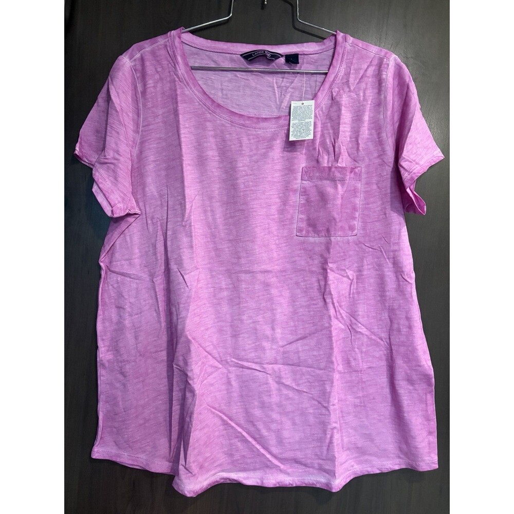 Lands End Jersey Pocket Tee Frosted Violet Neon Size Large